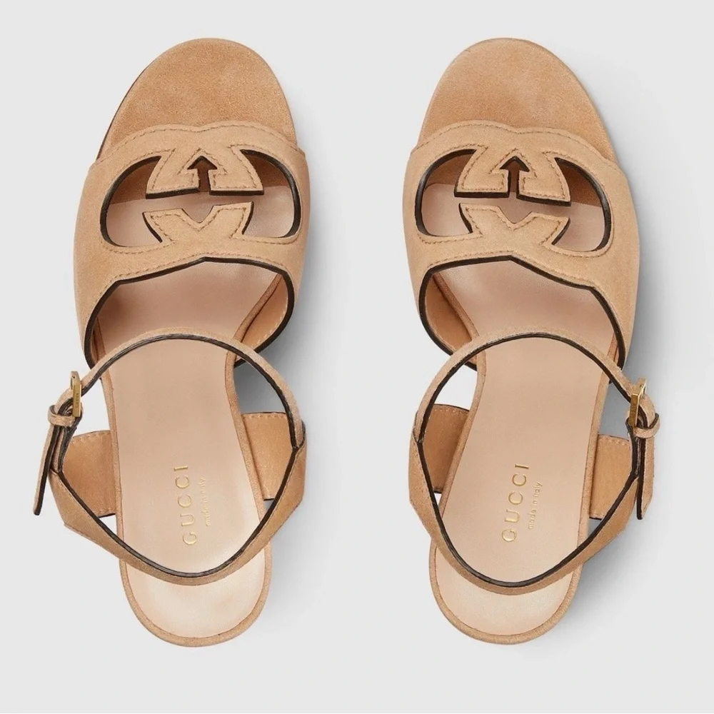 NEW Gucci Interlocking G Cut-Out Platform Sandals - Cuir Brown SIZE: EU39
(US 9) - Picture 5 of 14